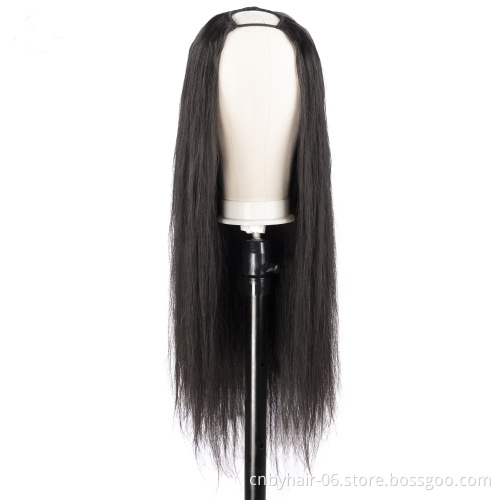 Natural 10A 180% Density Glueless Straight Brazilian Virgin Hair For Black WomenStraight U Part Wig Human Hair Wigs